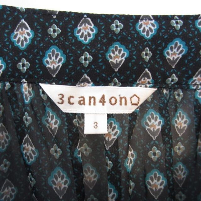 3can4on(サンカンシオン)のサンカンシオン　3can4on  半袖　薄手　総柄ワンピース レディースのワンピース(ひざ丈ワンピース)の商品写真
