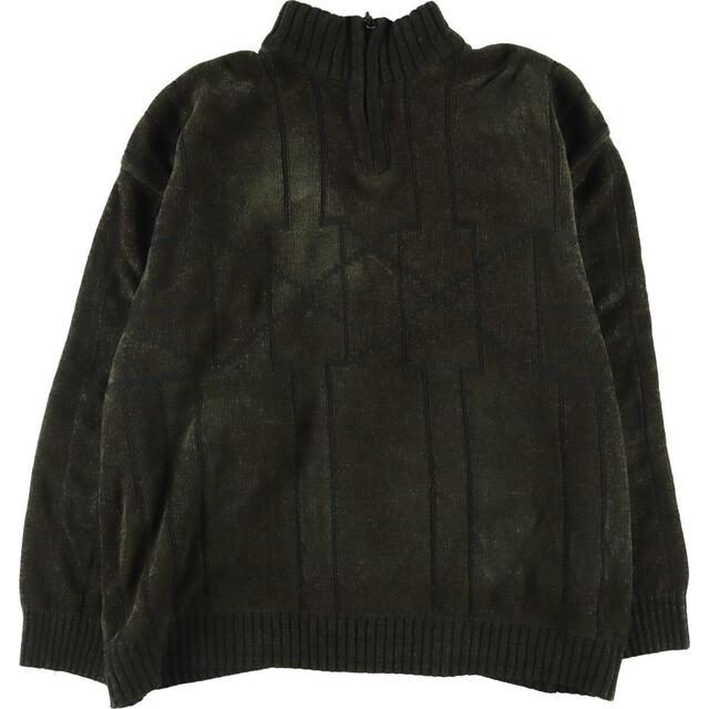 YOUNG STYLE gencler 総柄 アクリルニットハーフジップセーター メンズ