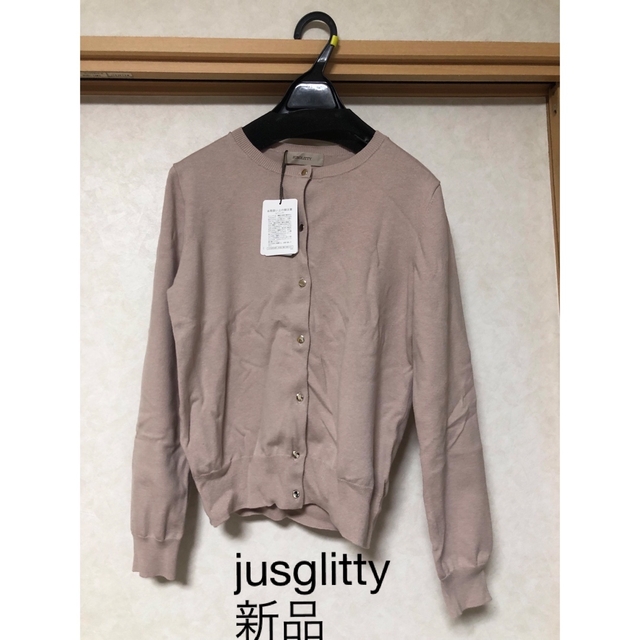 タグつき　jusglitty ジャスグリッティー　くすみピンク　春カーディガン