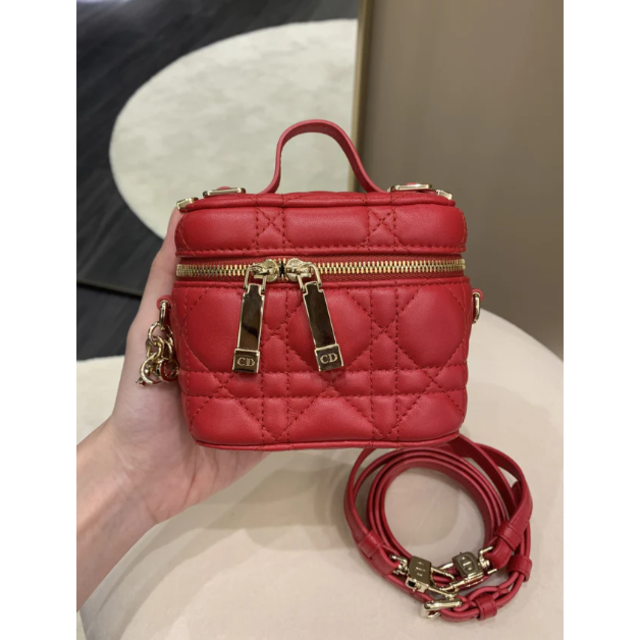 新品登場 Christian Dior - DIOR レディディオール マイクロヴァニティ レッド ゴールド金具 ショルダーバッグ 新品登場 Christian Dior - DIOR レディディオール マイクロヴァニティ レッド ゴールド金具 ショルダーバッグ