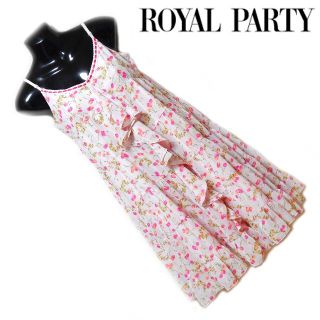 ロイヤルパーティー(ROYAL PARTY)のROYAL PARTY チェリー柄キャミソールワンピース 38サイズ ピンク(ミニワンピース)