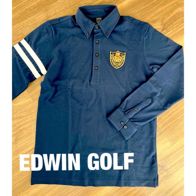 EDWIN(エドウィン)のEDWIN GOLF 長袖　ポロシャツ　ネイビー スポーツ/アウトドアのゴルフ(ウエア)の商品写真