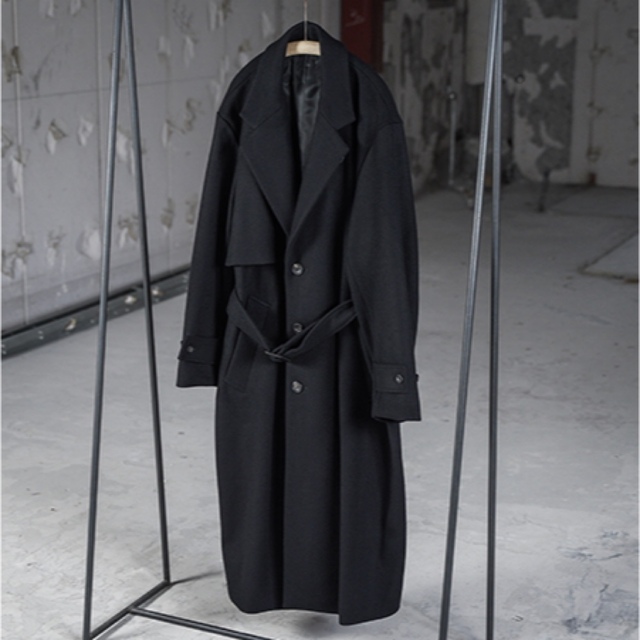 stein 19AW LAY CHESTRE COAT / BLACK