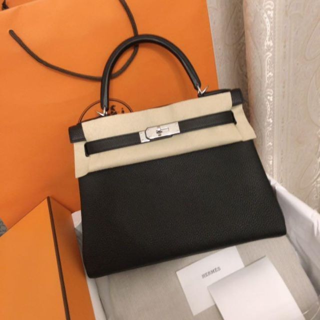 最高の Hermes - 新品未使用 HERMES ケリー28 黒×シルバー金具