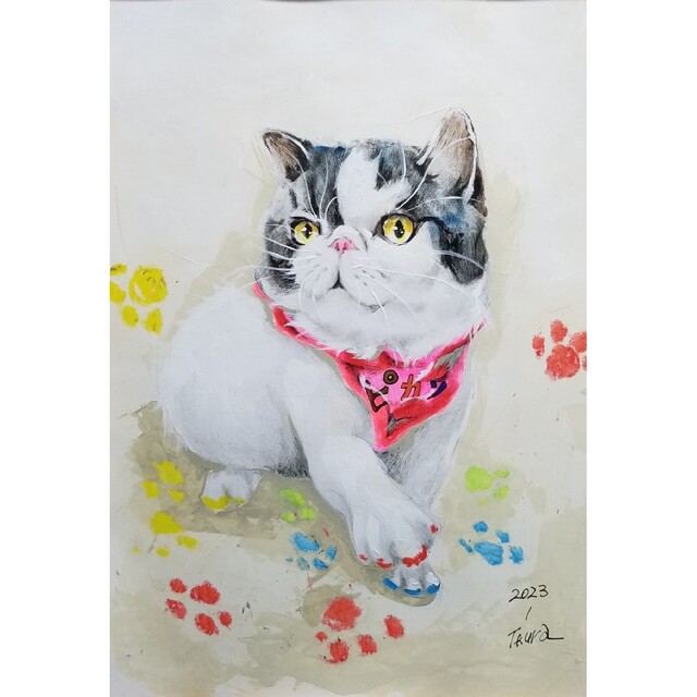 ピカソ) 猫 原画 ドローイング 絵画 イラストの通販 by 倉岡哲幸 ピカソ) 猫 原画 ドローイング 絵画 イラストの通販 by 倉岡哲幸