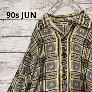 ジュンメン(JUNMEN)の90s JUN 総柄レーヨンシャツ オープンカラーシャツ 90年代 レトロ(シャツ)