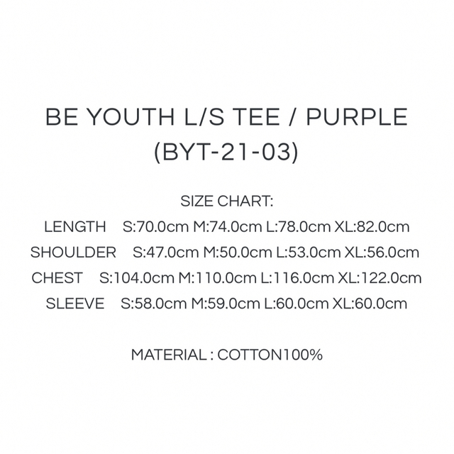 新品 BE YOUTH L/S TEE / PURPLE 4