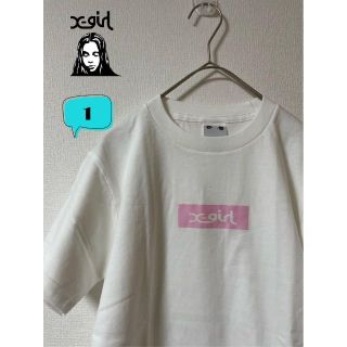 エックスガール(X-girl)の美品　X-girl エックスガール　レディース　中央ロゴ　TEE 1 ピンク(Tシャツ(半袖/袖なし))