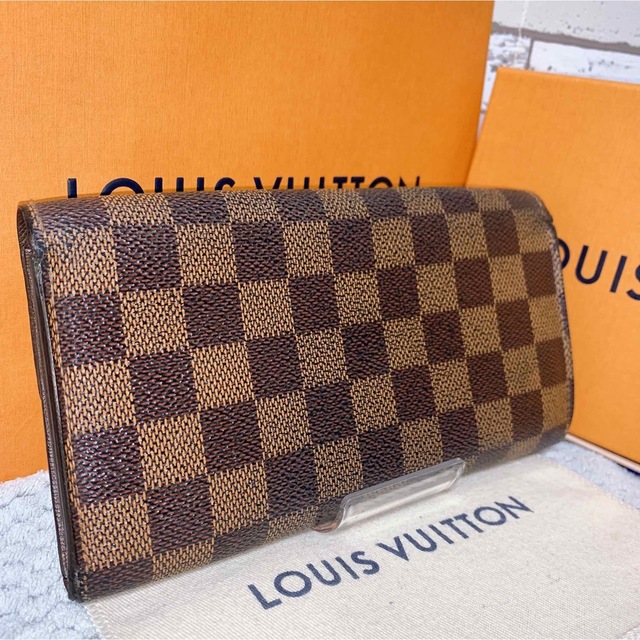 LOUIS VUITTON(ルイヴィトン)のルイヴィトン ポルトフォイユ サラ ダミエ エベヌ 長財布 レディースのファッション小物(財布)の商品写真