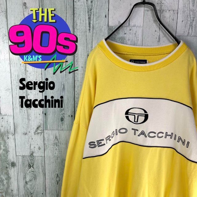 90's SERGIO TACCHINI ビックロゴ刺繍　切り替えトレーナー