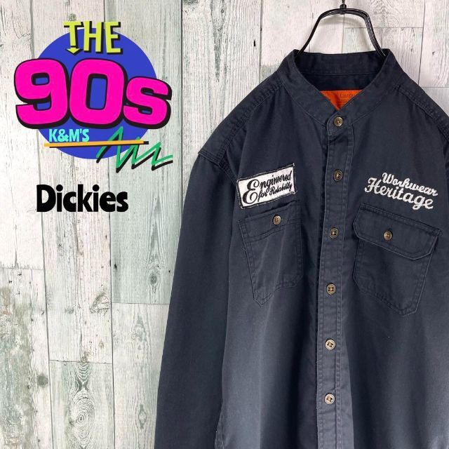 90's  Dickies ディッキーズ　メタルボタン　ノーカラーワークシャツ