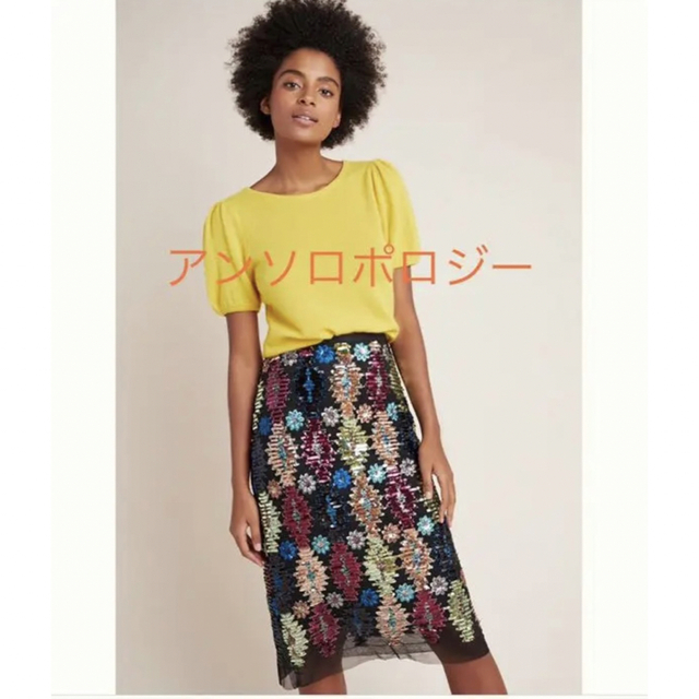 Anthropologie(アンソロポロジー)の【新品】アンソロポロジー　スパンコール　タイトスカート レディースのスカート(ひざ丈スカート)の商品写真