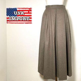 バリーブリッケン❗️【アメリカ古着】超美品!プリーツフレアスカートベージュウール