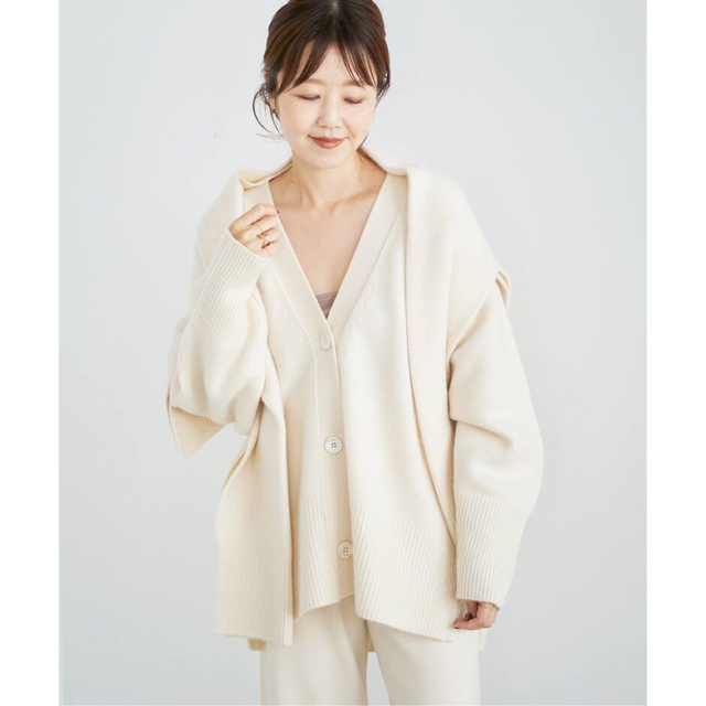 Plage 【R’IAM】 Washable WOOL カーディガン　ホワイトなし伸縮性