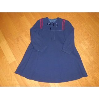115 セーラーカラー　入学式ネイビーワンピース　セーラー服　制服風ワンピース(ワンピース)
