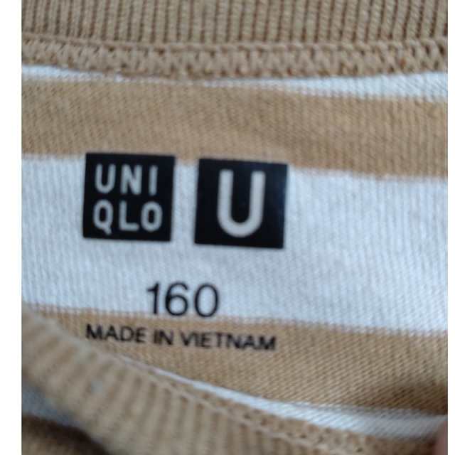 UNIQLO(ユニクロ)のユニクロユー　ボーダー長袖Tシャツ　160 キッズ/ベビー/マタニティのキッズ服男の子用(90cm~)(Tシャツ/カットソー)の商品写真