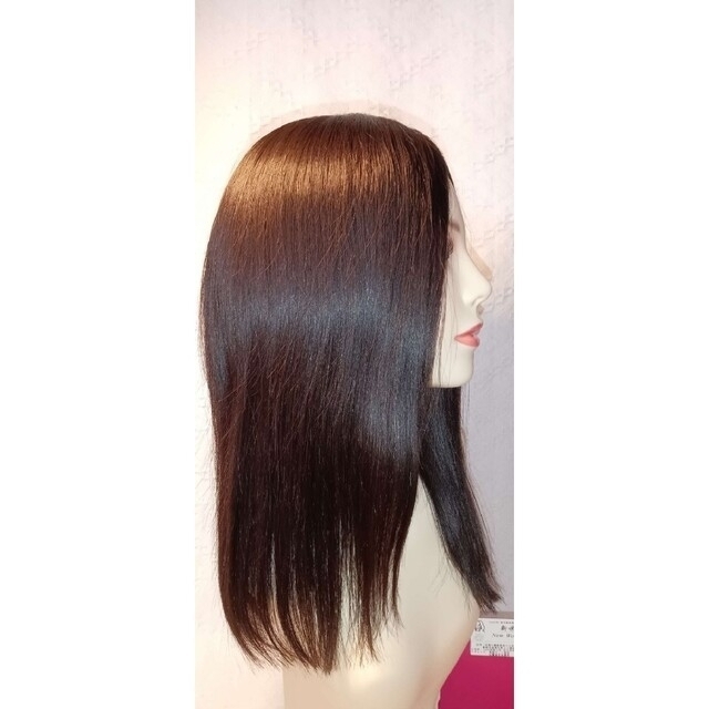 高級レミー人毛100% Mサイズ ブラック フルウィッグ ロングヘアー 医療