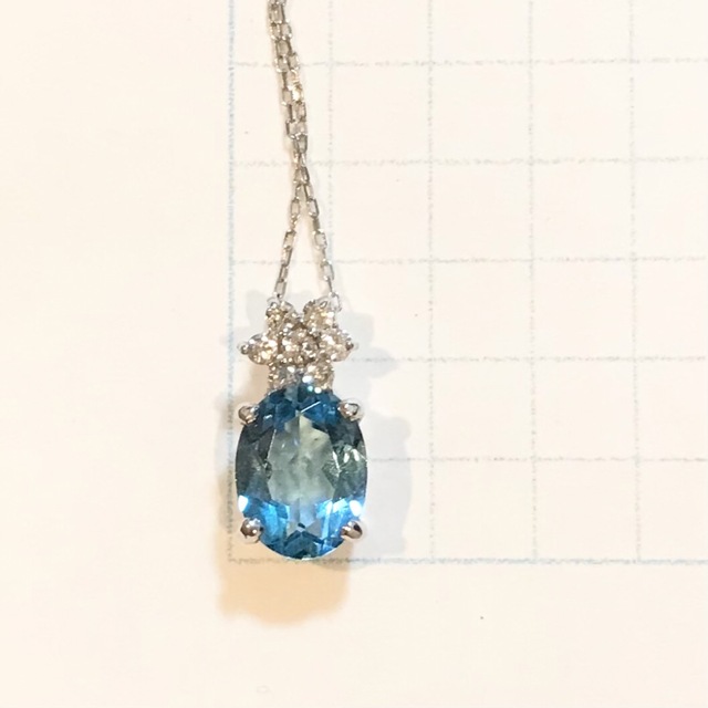 Vendome Aoyama - 【美品】K18 wg ブルートパーズ ダイヤモンド ネックレスの通販 by MMK's shop