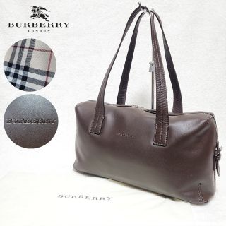 バーバリー(BURBERRY)の【良品】バーバリー　ボストンバッグ ハンドバッグ レザー ノバチェック ブラウン(ボストンバッグ)