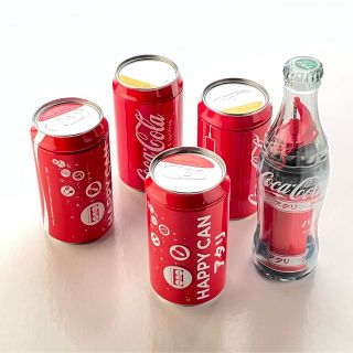 コカコーラ(コカ・コーラ)のコカコーラ　ハッピー缶　5点セット(ノベルティグッズ)