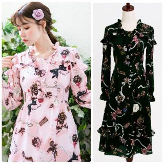 MILK - 【極美品】MILK ロングワンピース ショコラローズ プリンセス
