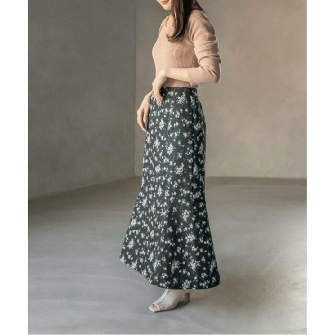 RANDA(ランダ)の【PURPLE】【0】デニムライクフラワースカート レディースのスカート(ロングスカート)の商品写真