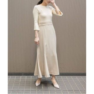 ランダ(RANDA)の【BEIGE】ニットドッキングワンピース(ロングワンピース/マキシワンピース)