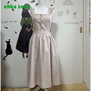 エヘカソポ(ehka sopo)の∇240 エヘカソポ くすみピンク 肩紐フリルワンピ(ロングスカート)