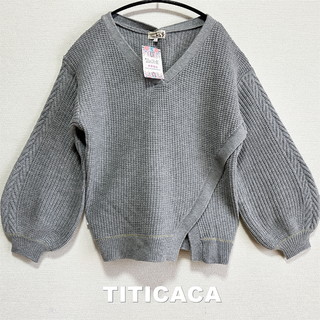 チチカカ(titicaca)の【TITICACA】ワイドスリーブ ケーブルハニカム編み ニット タグ付未使用(ニット/セーター)