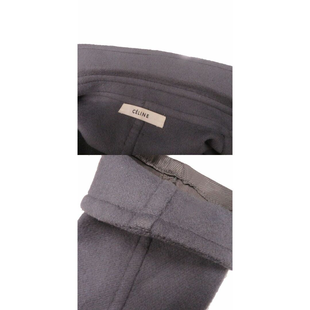 美品◎正規品 イタリア製 CELINE セリーヌ フィービー期 レディース カシミヤ100% クロンビーコート フロントオープン グレー 34 シンプル
