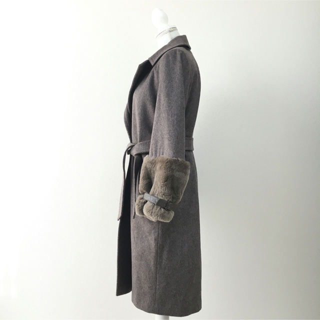 美品 白タグ MaxMara マックスマーラ カシミヤキャメル ファー コート