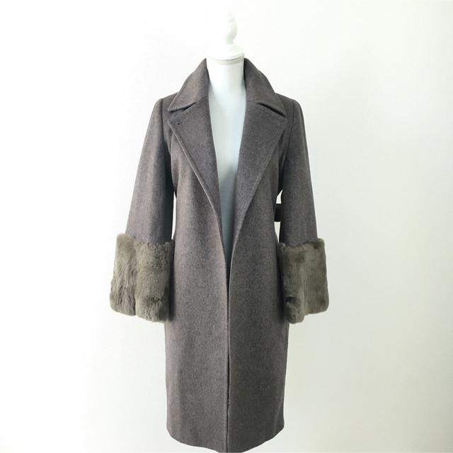 美品 白タグ MaxMara マックスマーラ カシミヤキャメル ファー コート