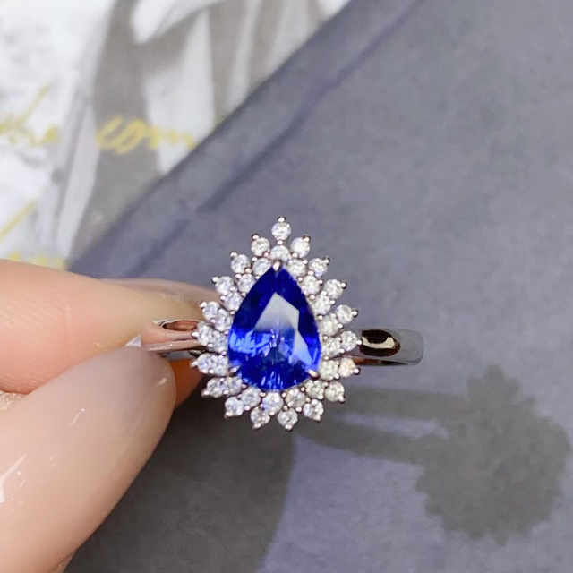 天然 ブルーサファイア ダイヤ リング1.24ct k18 ¥