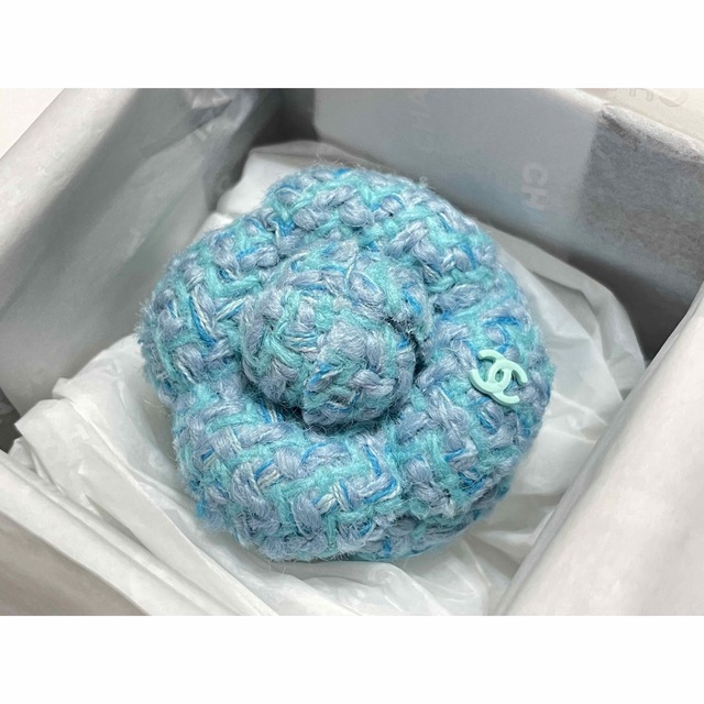 CHANEL シャネル カメリア ツイード ブルー 水色- CHANEL シャネル カメリア ツイード ブルー 水色-