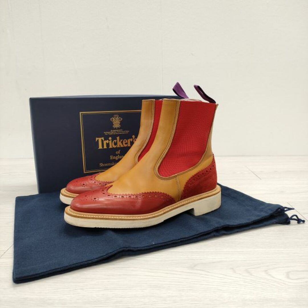 Trickers(トリッカーズ)のTricker's サイドゴアブーツ マルチトーン レザー サイズ4.5 フィッティング4 シューズ  ブラウン レッド レディース トリッカーズ【中古】3-0215M☆ レディースの靴/シューズ(ブーツ)の商品写真