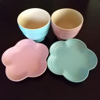 ルクルーゼ(LE CREUSET)の大特価！ 美品☆ル・クルーゼ カフェカップ&小皿 ペアセット(食器)