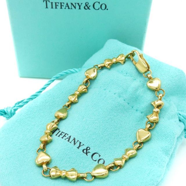 Tiffany & Co.(ティファニー)の極希少 美品 ティファニー リボン ハート ゴールド ブレスレット AA211 レディースのアクセサリー(ブレスレット/バングル)の商品写真