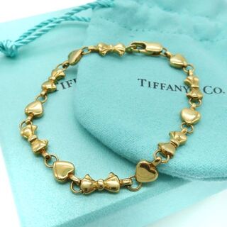 ティファニー(Tiffany & Co.)の極希少 美品 ティファニー リボン ハート ゴールド ブレスレット AA211(ブレスレット/バングル)