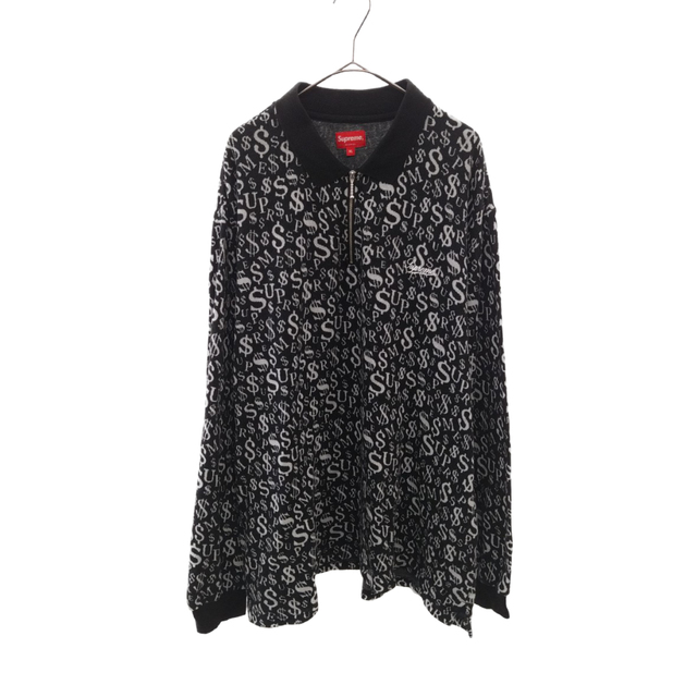 SUPREME シュプリーム 22AW Currency Jacquard Zip カレンシージャガード ハーフジップ総柄 ニットポロシャツ ブラック