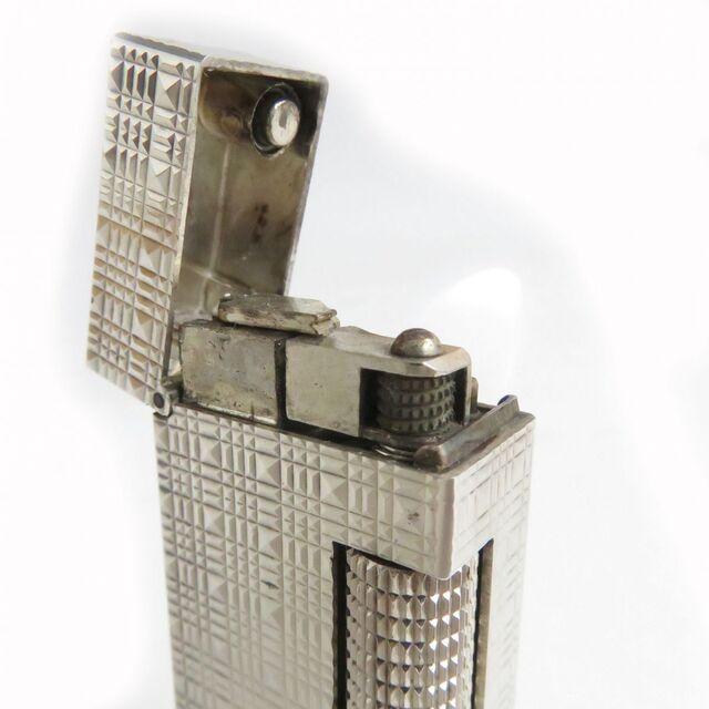 美品△dunhill ダンヒル 総柄 スクエア型 ローラー式 ガスライター シルバー 着火確認済み◎ メンズ レディース スイス製 - 3