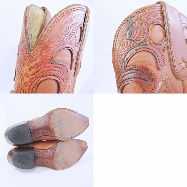 Tony Lama(トニーラマ)のトニーラマ ウエスタン ロング ブーツ ローヒール レザー キャメル 5.5 レディースの靴/シューズ(ブーツ)の商品写真
