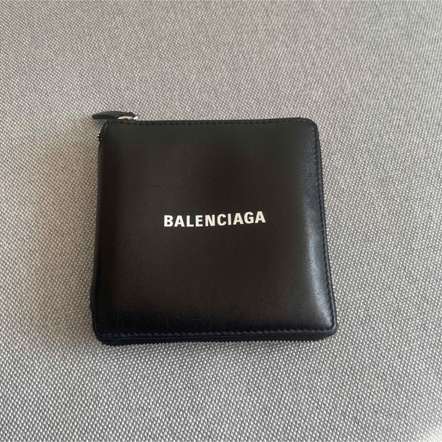 ブラックBALENCIAGA スクエアウォレット