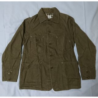 ポストオーバーオールズ(POST OVERALLS)の★新品同様★ポストオーバーオールズ　ダック生地　カバーオール　M　オリーブ(Gジャン/デニムジャケット)