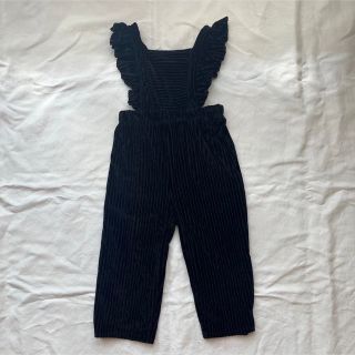 ザラキッズ(ZARA KIDS)の【美品】ZARA kids ベロア フリル オールインワン 2-3y(パンツ/スパッツ)