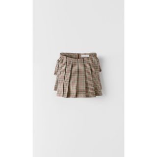 ザラキッズ(ZARA KIDS)のZARA ボックスプリーツ　千鳥格子柄　サロンスカート　122 7歳(スカート)