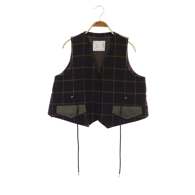 サカイ Windowpane vest ベスト ジレ チェック Vネック 1 | フリマアプリ ラクマ