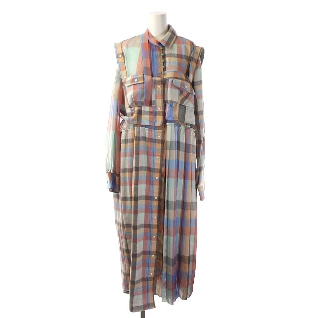 時間指定不可】 22AW サカイ - sacai Plaid 長袖 ロング ワンピース