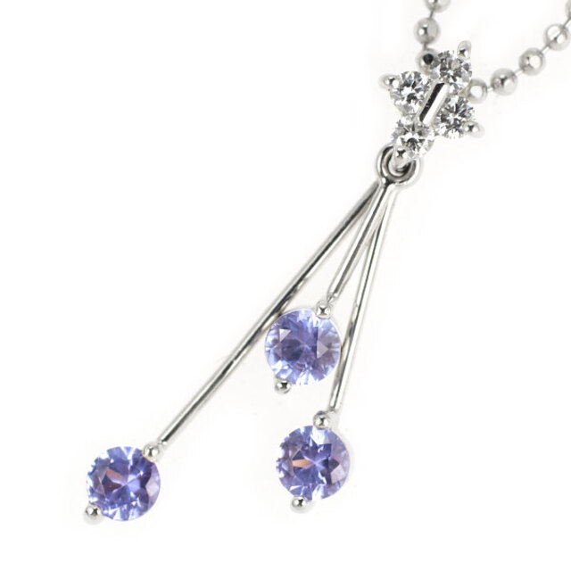 K18WG タンザナイト ダイヤモンド ペンダントネックレス 0.45ct D0