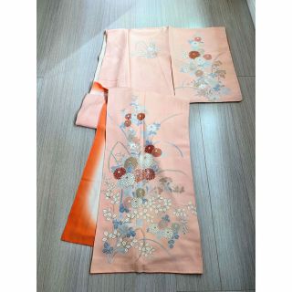 未使用品　シツケ糸付　訪問着　卒業式　入学式　正絹 刺繍　菊花文　金彩(着物)