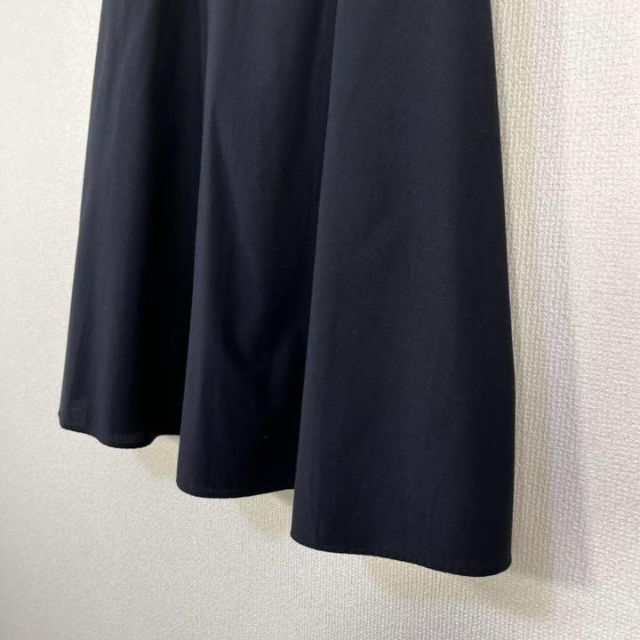 【美品・シルク混】マーガレットハウエル スカート フレア 綿絹 ブラック MHL